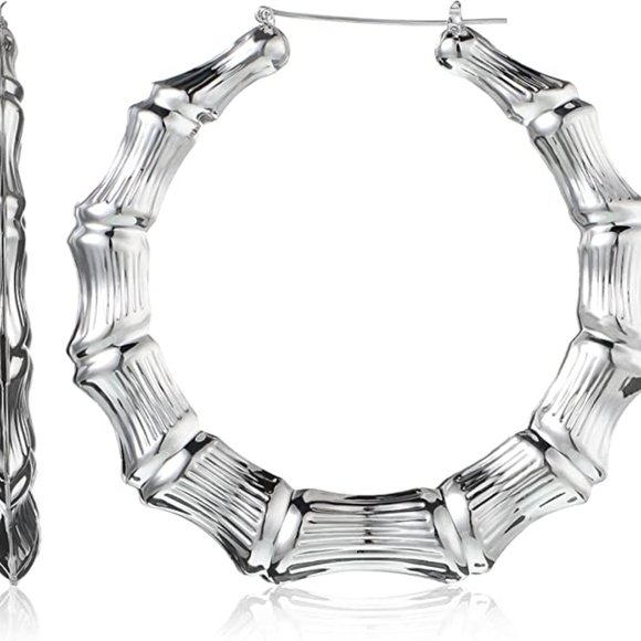 Bamboo Hoop Earrings - Picture 5 of 7